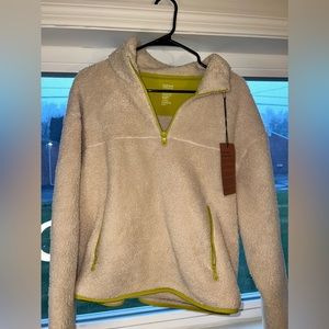 BRAND NEW Girlfriend Collective Cream Recycled Half-Zip Fleece